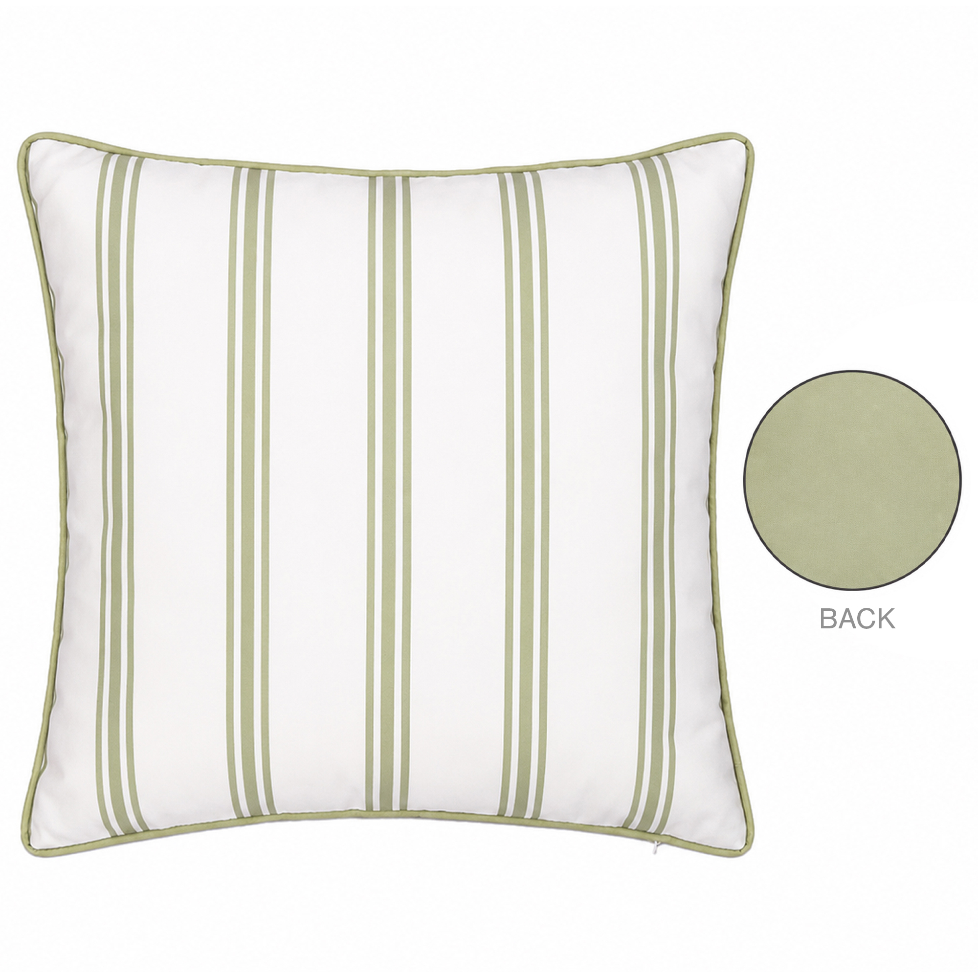 CUSHION DECORATIVE O/D PRINTED SOLID STRIPE 18"X18" GREEN POLYESTER 400G FILLER PILLOW