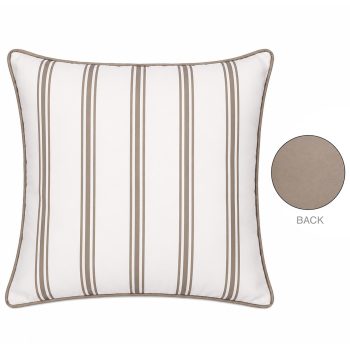 CUSHION DECORATIVE O/D PRINTED SOLID STRIPE 18"X18" TAUPE POLYESTER 400G FILLER PILLOW