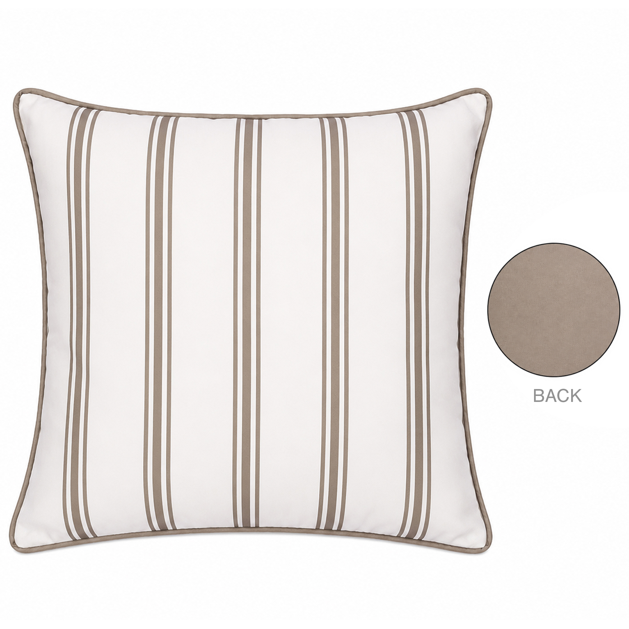 CUSHION DECORATIVE O/D PRINTED SOLID STRIPE 18"X18" TAUPE POLYESTER 400G FILLER PILLOW