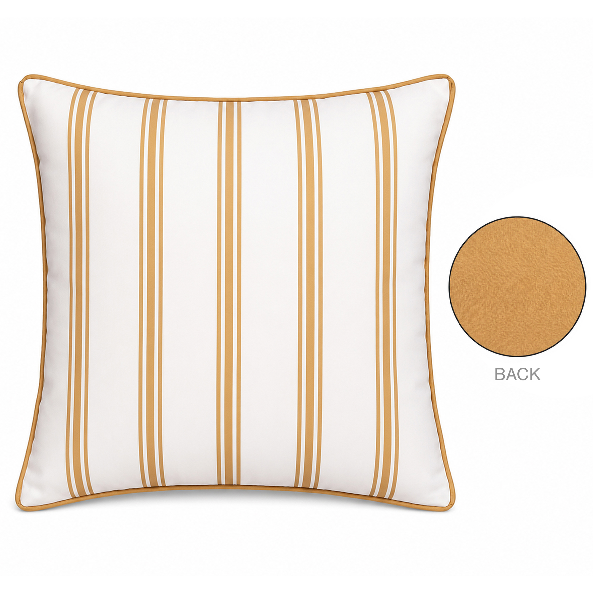CUSHION DECORATIVE O/D PRINTED SOLID STRIPE 18"X18" MUSTARD POLYESTER 400G FILLER PILLOW
