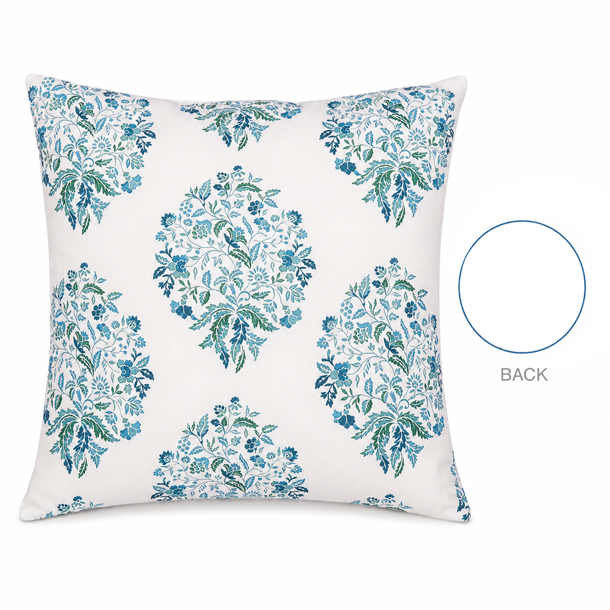 CUSHION DECORATIVE O/D BLUE GREEN FLORAL PRINT 18"X18" POLYESTER 400G FILLER PILLOW