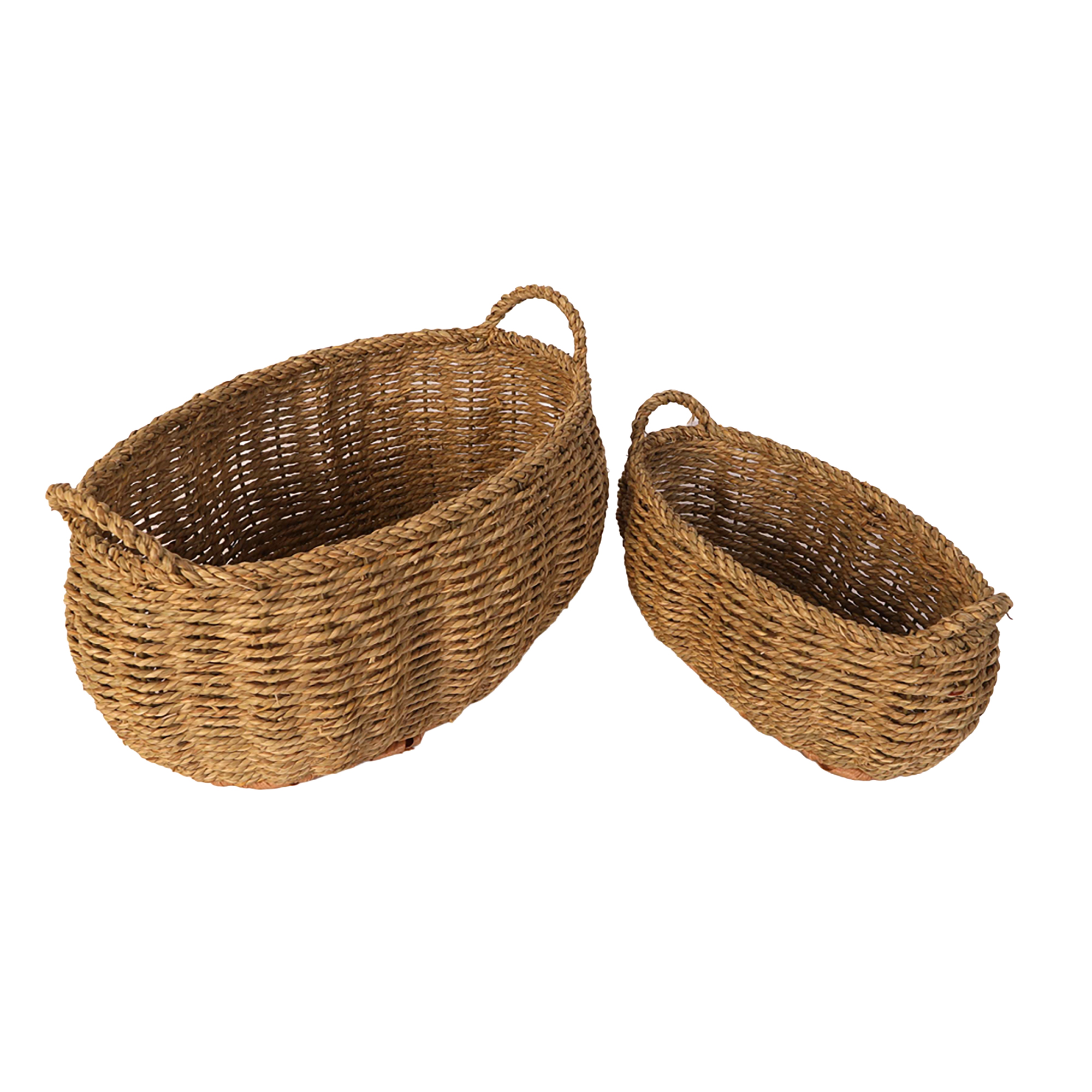 GRASS BASKETS 2PC SET 14" & 17" NATURAL