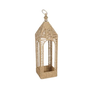 RATTAN LOOK LANTERN 21.75"H NATURAL FIN