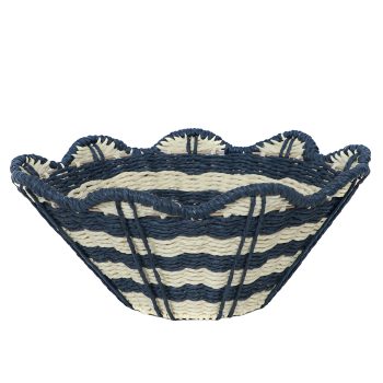 WOVEN BOWL 14"X6.25" NATURAL/NAVY