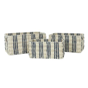PAPER ROPE BASKET 3PC NESTED 13.75"X8.75" NATURAL /NAVY