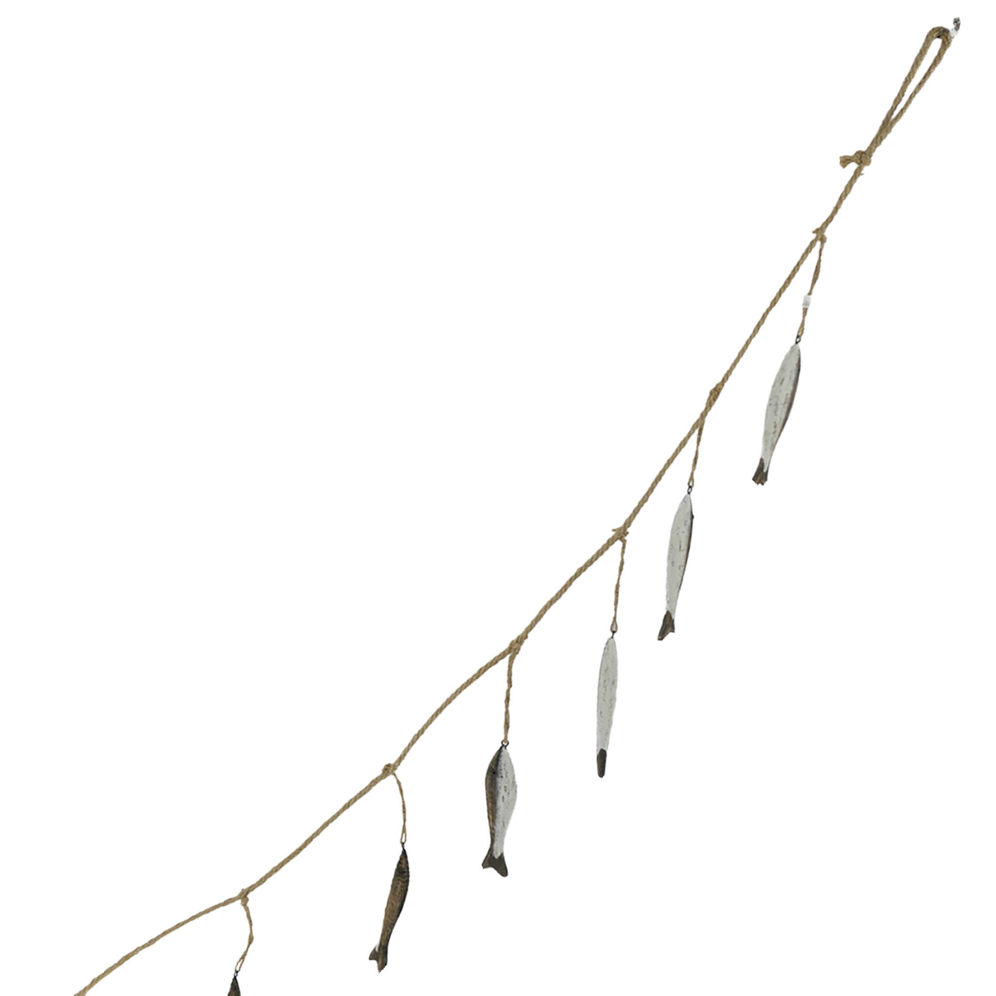 WOOD HANGING FISH 24" NATURAL/WHITE WASH FIN.