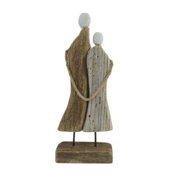 WOOD COUPLE 11.25" NATURAL/WHITE WASH FIN.
