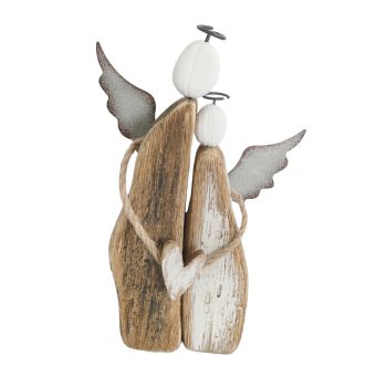 WOOD ANGEL TABLE DECOR 7.25" NATURAL/WHITE WASH FIN.