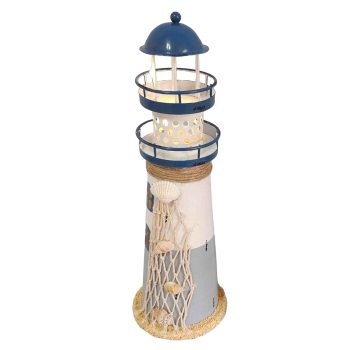 LIGHTHOUSE 11.5" H METAL BLUE/WHITE 5LED B/O 1XCR2032 INCL.