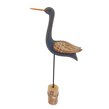STORK SEASIDE 16.5" WOODEN ON STUMP WHITE/NATURAL