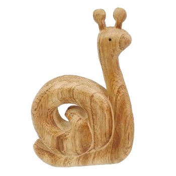 SNAIL DECORATION 6.5"H NATURAL WOOD FINISH