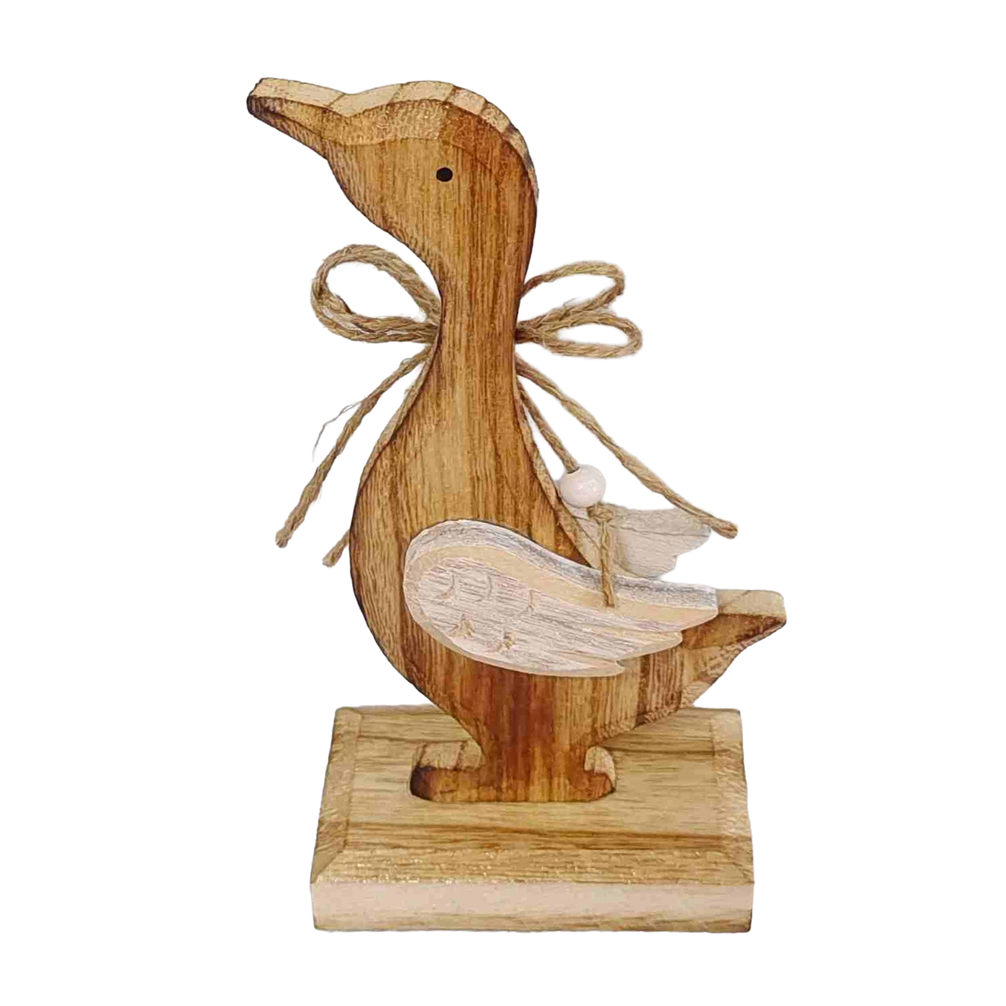 DUCK STANDING 5"H NATURAL WOOD FINISH