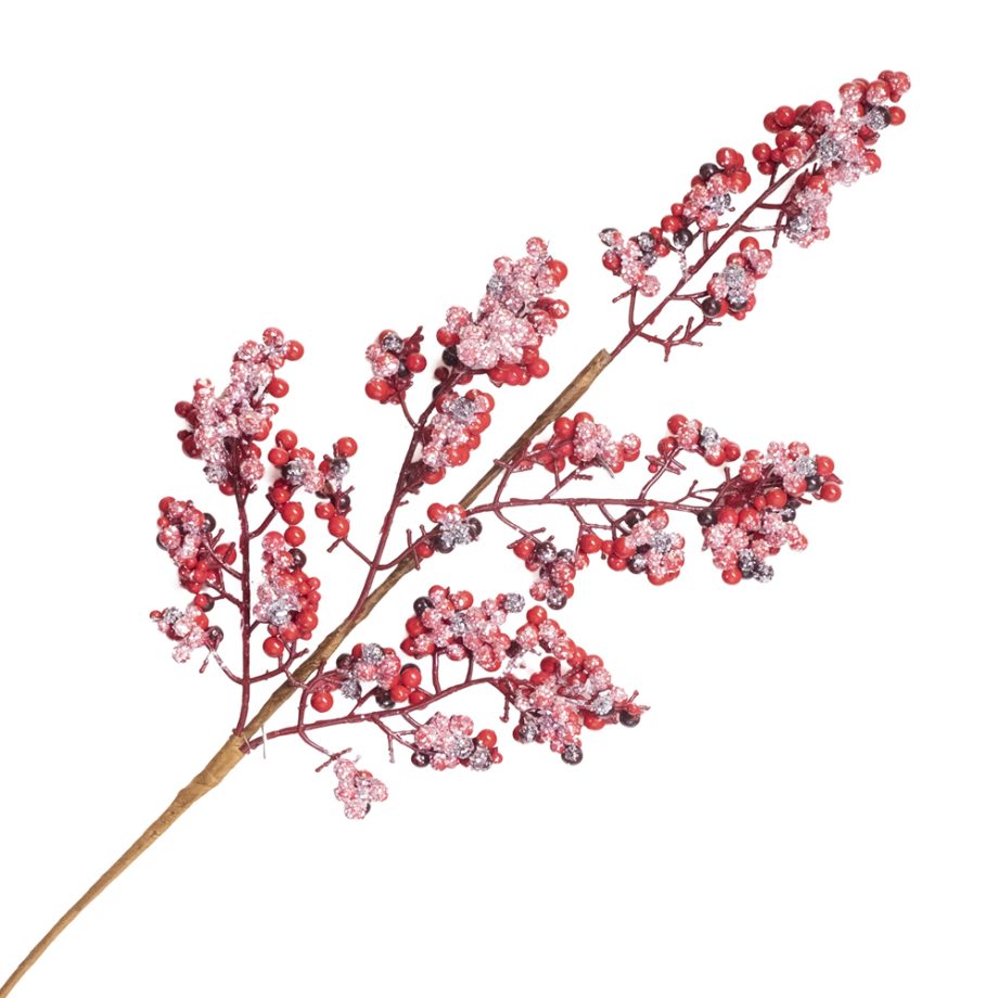 SPRAY BERRY 25" RED /BURGUNDY CLUSTER BERRY W/FROSTING